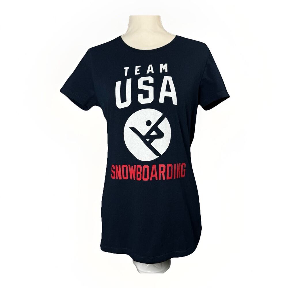 Team USA Olympics T-Shirt Blue Red White Snowboarding Womens XL Logo Athlete Tee